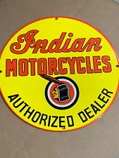 Vintage Style Indian Motorcycles Sales Service Dealer Porcelain Sign