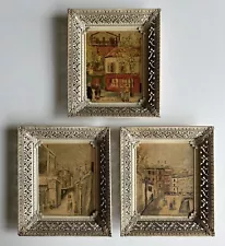 3 Vintage Maurice Utrillo V Art Prints Mid Century French Street Scenes Framed