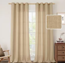 Faux Linen Curtains for Living Room 84 Inch Length 2 Panels Set, Burlap Textured