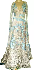 $5,000 Patricia Bonaldi PATBO Embroidered Long Evening Dress Gown US 4 / BR 36