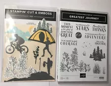 Stampin' Up! GREATEST JOURNEY stamp set & dies, tent, bike, hiker, mountains