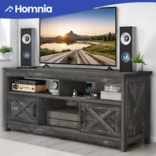 Farmhouse TV Stand For 65 Inch TVs With Power Outlets Entertainment Center