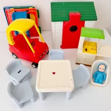 Little Tikes Vintage Dollhouse Toys - Jungle Gym Table Chairs Cottage Coupe LOT!