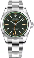 Rolex New Milgauss Limited Green Crystal Black Dial Mens Dress Watch For Sale