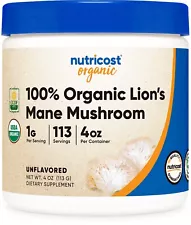 Nutricost Organic Lion's Mane Mushroom 4 oz - USDA Certified 100% Organic