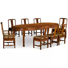 US SELLER Natural Rosewood Longevity Dining Set 8 Chairs - FREE Inside Delivery