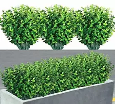 8 Bundles Fake Plants Artificial Boxwood Shrubs Fade Resistant Faux Plastic