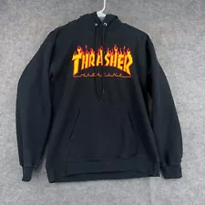 Vintage Thrasher Magazine Hoodie Mens Small Black Sweatshirt Skateboarding 90s