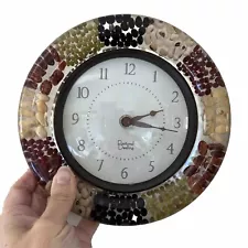 Acrylic Lucite Wall Clock Dried Beans Seeds 8" Round Retro Pastoral Dwelling