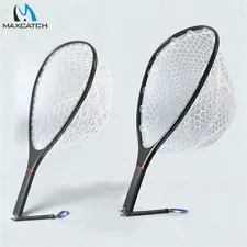 Maxcatch Fly Fishing Landing Net Carbon Fiber Frame Clear Rubber Net Nomad Hand