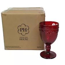 Princess House Marbella Ruby Red Pedestal Drinking Glass Set Of 4 #3272