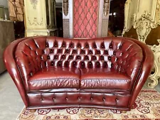 Chesterfield English Sofa XX Century Red Available Pair!