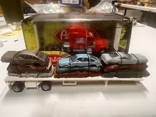 Norscot Peterbilt Model 389 #61106 W/ Boley Spread Axle Trailer & Crushed Cars