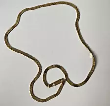 Vintage Real 14K Yellow Mexican Gold Solid 3mm Herringbone 8 Grams Chain 18”