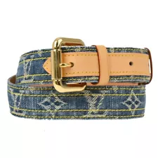 Louis Vuitton Blue Monogram Denim Ceinture Belt M6921U #80/32 CT0016 XX90635