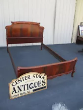 63701 Antique Burled Mahogany Full Size Bed