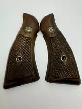 Factory OEM Smith & Wesson K Frame Diamond Square Butt Wood S&W Magna Grips S13