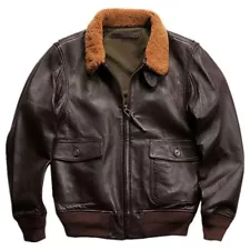 G-1 AVIATOR A-2 BOMBER BROWN NAVY FLIGHT REAL LEATHER JACKET FOR MENS