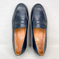 JM Weston Mens 8C Essential 180 Penny Loafer Shoes Navy Blue Boxcalf Leather