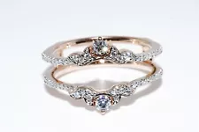 $2,950 .33CT NATURAL ROUND CUT WHITE DIAMOND 2 ROW INSERT RING 10K ROSE GOLD