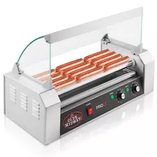 Commercial Electric 12 Hot Dog 5 Roller Grill Cooker Machine with Cover