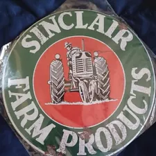 12" Round Metal Sign Man Cave Garage Bar Gas Station Green Sinclair Farm Product