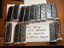 One FEG PA-63 9x18 Makarov & 380 ACP 7 Round Magazine OEM silver base