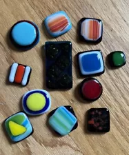 Vintage Fused Glass Art Glass Square Tiles Tile Lot