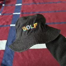 Golf embroidered Multicolored classic black bucket hat