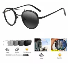 Men Women's Double Beam Retro Transition Photochromic Reading Glass +1.0~+6.0