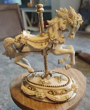 Vintage Unicorn Horse Cream & Gold Carousel Figurine $10