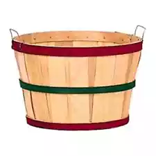 Darling Foodservice 18 x 12" Red / Green Band Bushel Basket"