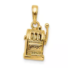 14k Yellow Gold 3D Moveable Slot Machine Charm Pendant