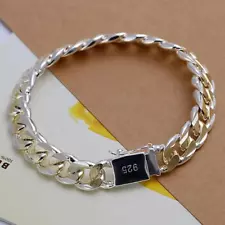 Pure 925 Sterling Silver Bracelet Heavy Thick Cuban Link Chain Jewelry Man Women