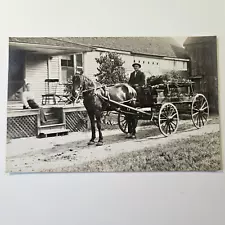 Vintage Photo Print Postcard Horse Drawn Hearse Leominster MA $2 shipping