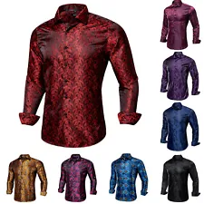 Button Down Shirt Men Gradient Fashion Casual Black Long Sleeve Party T Dress Up