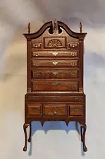 New ListingDollhouse Miniature: Dark Wood Chippendale Highboy Dresser 3.5"L x 8"H x 2"W