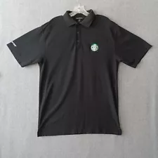 Starbucks Uniform Shirt Adults Large Black Short Sleeve Polo Button Casual Shirt