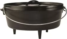 6 Quart Pre-Seasoned Cast Iron Camp Dutch Oven with Lid - Dual Handles - Use in