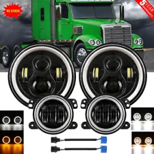 4PCS for Freightliner Coronado 7'' LED Headlight Projector Hi/Lo+ 4'' Fog Light (For: 2006 Freightliner Coronado)