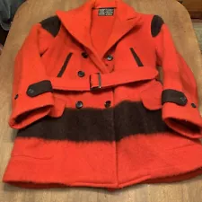 New ListingVTG Hudson Bay Company Red Black Wool Belted Coat jacket 3 .5 Point M 40* 42 44