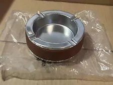 New Vintage leather and metal 4 slot ashtray