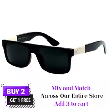 LOCS Biker Cholo Gangsta OG Style Mens Flat Top Designer Sunglasses - Black LC92