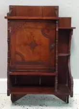 ANTIQUE VICTORIAN EASTLAKE SOLID WOOD WALL MOUNT MEDICINE CABINET SHELF