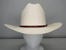 Laredo Unisex Western Hat Natural Beige Size 7 1/4 Shantung Normal Buckled Crown