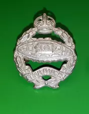 WW2 KINGS CROWN ROYAL TANK REGIMENT WHITE METAL COLLAR BADGE