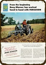 1952 MASSEY FERGUSON 30 FARM TRACTOR & 3 PLOWS & BORG WARNER DECORATIVE METAL SI