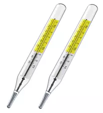 2Pcs Glass Thermometer Mercury Free Clinlic Thermometer Traditional Thermometer