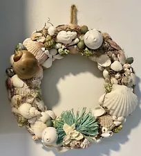 Seashell Wreath On Heavy Rope. 14” Beautiful!