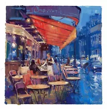 original painting 30 x 30 cm 200MrO oil paints Impressionism evening city street